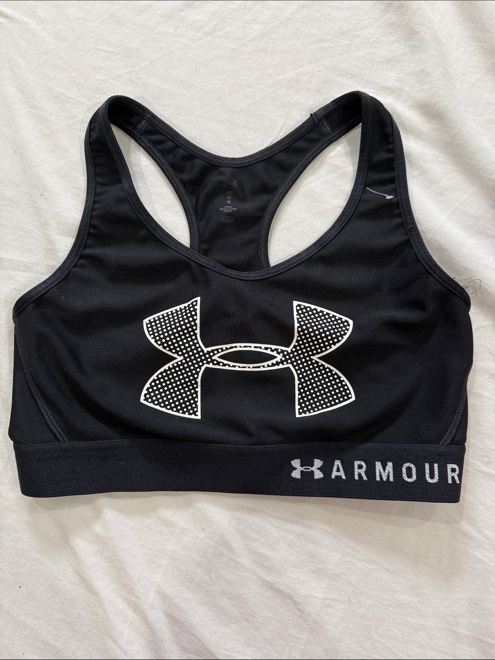 Under Armour Black Sports Bra with White Logo
